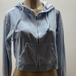 Social Scene Size Large Light Blue Crop Hoodie Zipper Jacket. Preloved